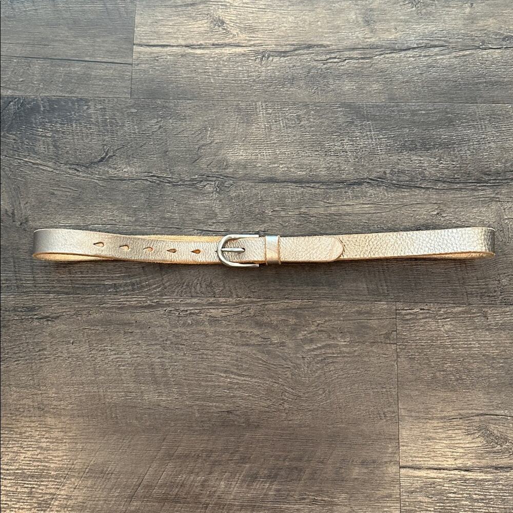 American Eagle Outfitters Large Vintage Y2K Silver Metallic Genuine Leather Belt